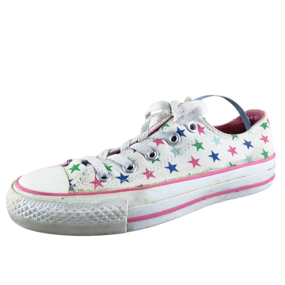 Converse Youth Girls Sneaker Shoes Size 3‎ Medium White Fabric Lace Up